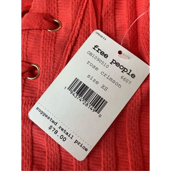 Free People Ice Cold Ribbed Top In Rose Crimson - Picture 6 of 11